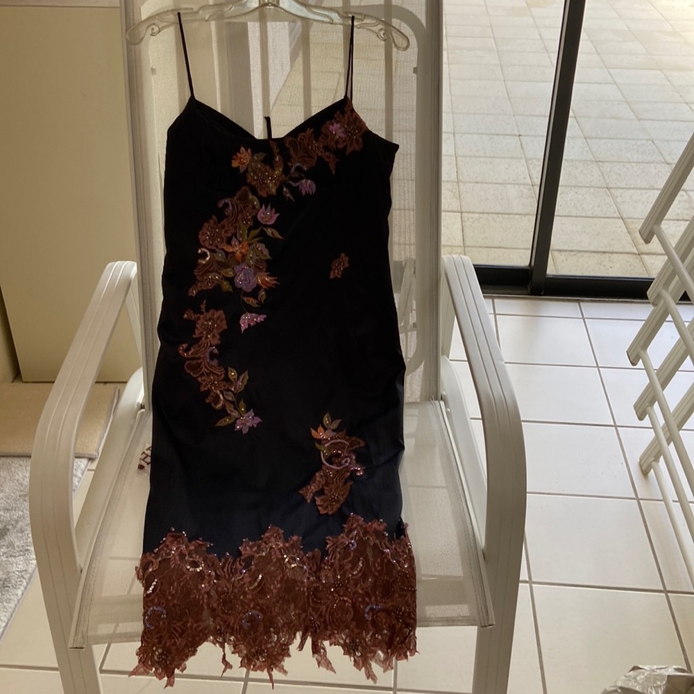 Gorgeous black tie evening tea length gown for cocktail party or wedding